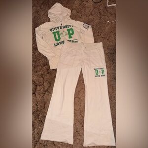 PINK Victoria's Secret Cream Hoodie and Pants Set